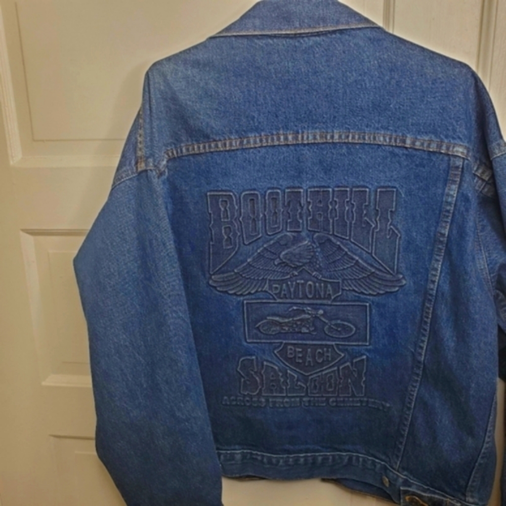 Daytona Beach Boot Hill Saloon Beach Embossed Jean Jacket Eagle Made in US Small